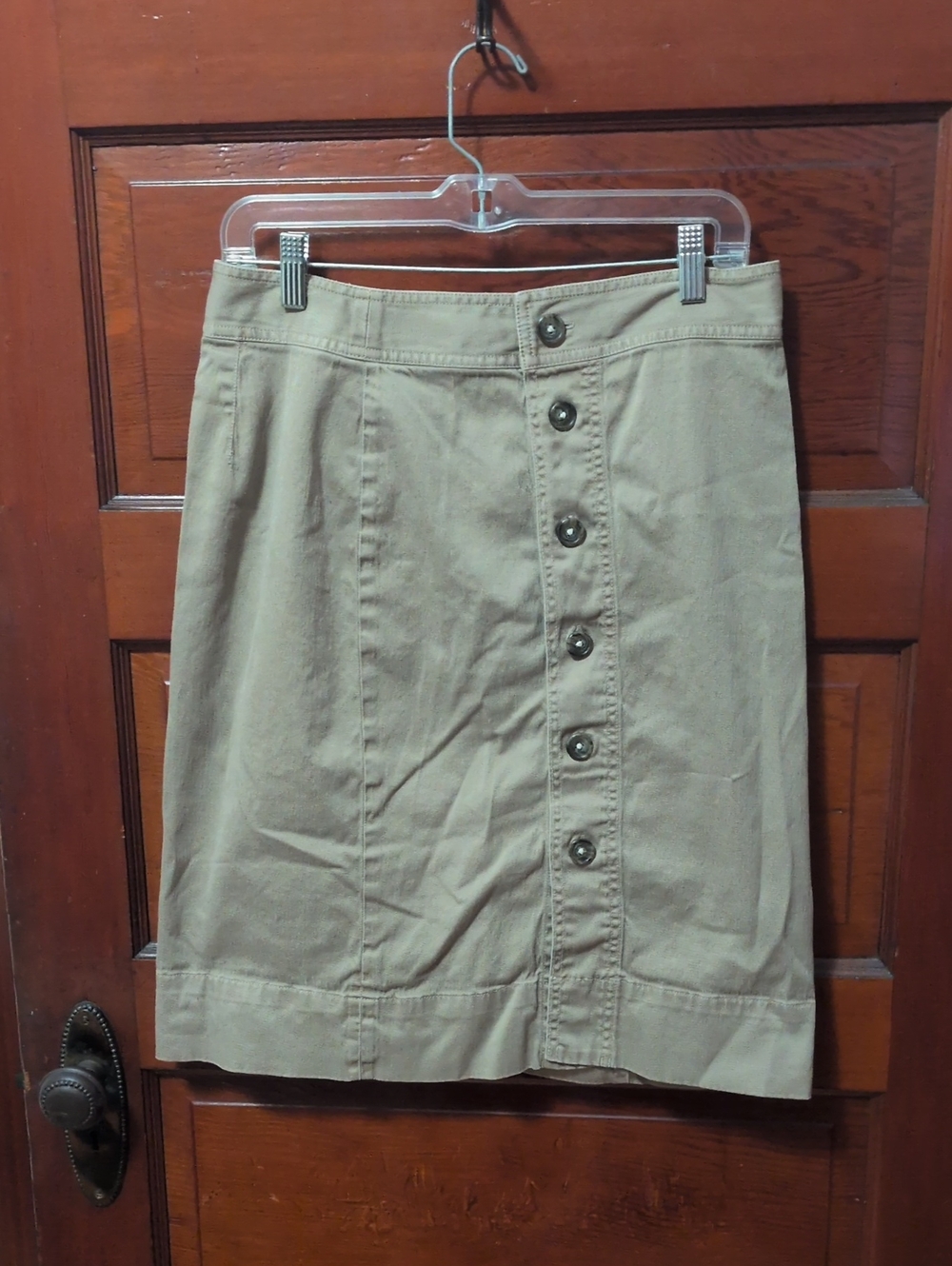 J. Crew Button-Front Khaki Midi Skirt